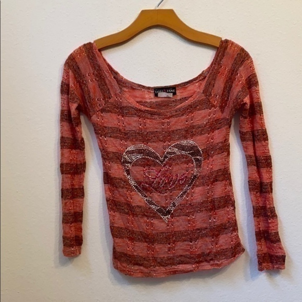Lori & Jane Large Orange/ Red Long Sleeve Top